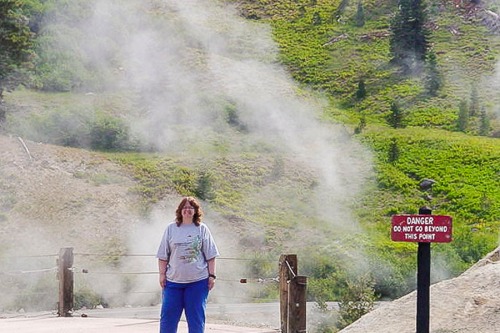 Chris took this photo of me many years ago at Lassen Volcano. We were near sulfur pots.