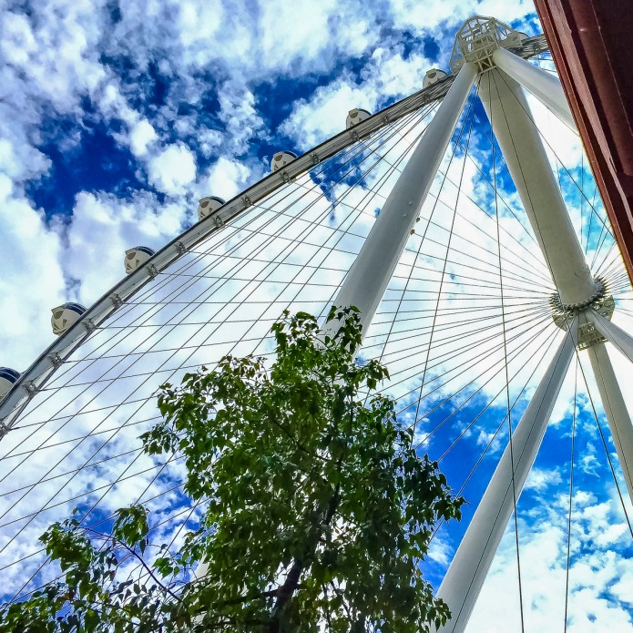 Looking up at the eye in the sky in Las Vegas, Nevada.